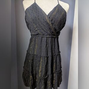 Blue Rain Black and Gold Mini Dress